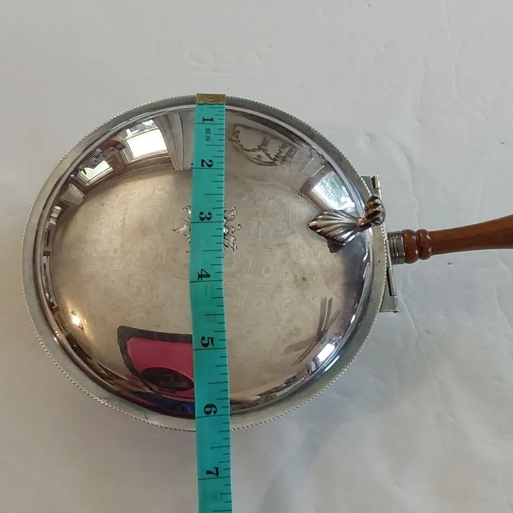 Vintage Silver Silent Butler Pan Wood Handle Antique